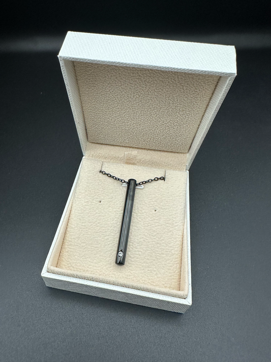 Black Bar with Stone - Necklace