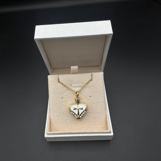 Golden Heart with Cross - Necklace