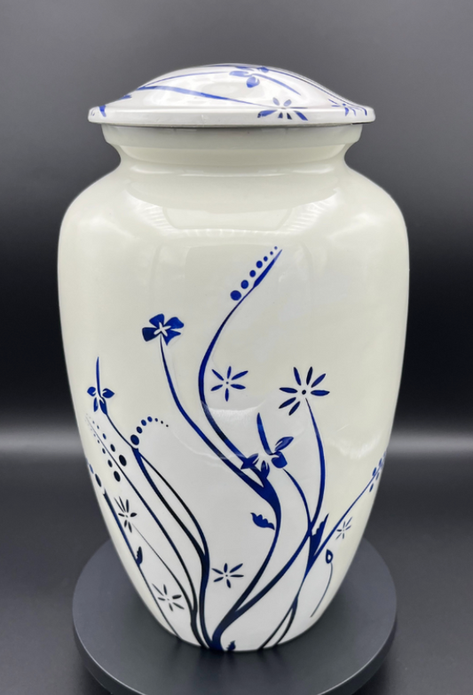 Dutch Blue Flower Cremation Urn