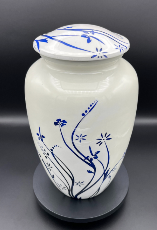 Dutch Blue Flower Cremation Urn