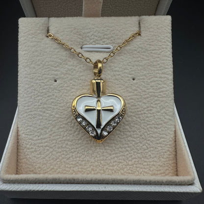 Golden Heart with Cross - Necklace