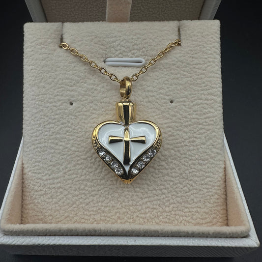 Golden Heart with Cross - Necklace