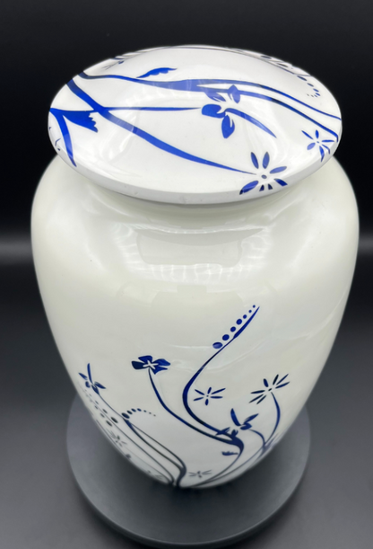Dutch Blue Flower Cremation Urn